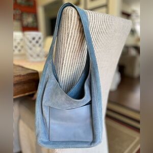 Michael Kors Lena Blue Suede Hobo Bag